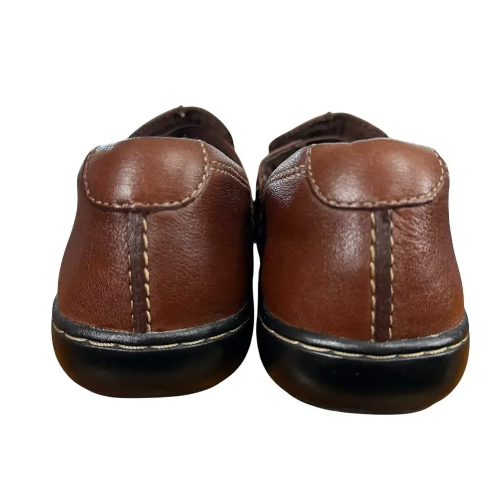Clarks Bendables Brown Leather Comfort Shoes Slip On Loafers Casual Shoes sz 8 - Picture 11 of 16
